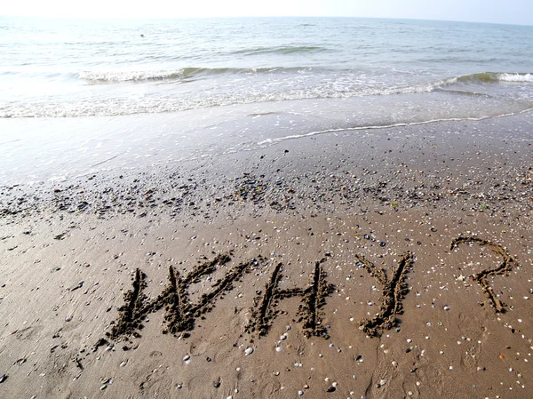 PORQUE escrito na areia do mar — Fotografia de Stock