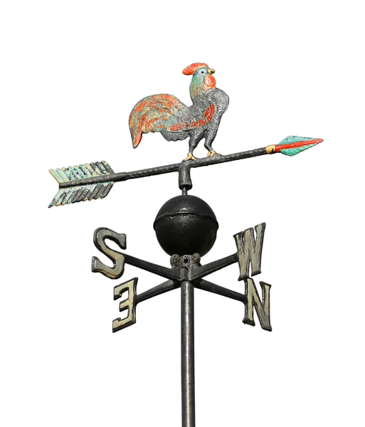 Weathervane with rooster above an arrow and the four cardinal p — Stock Photo, Image