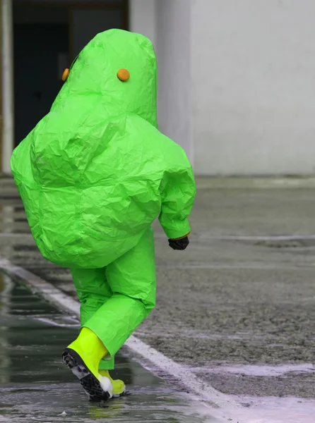 Man with protective suit against biological risk — Stock Photo, Image