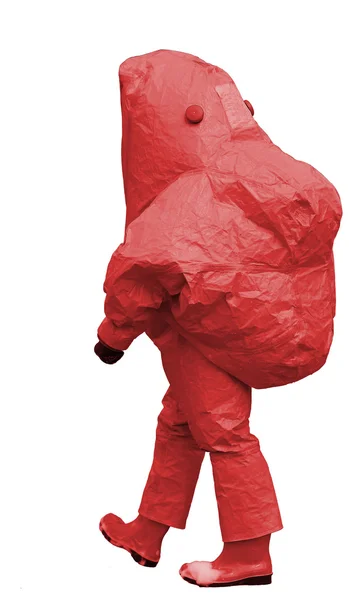 Man with red protective gear against biological risk — Stock Photo, Image