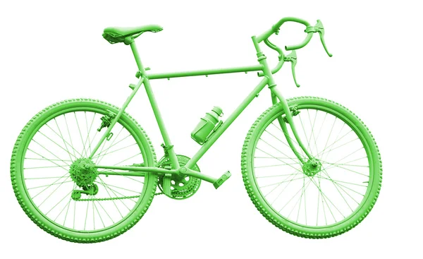 흰색 바탕에 녹색 스포츠 자전거 — 스톡 사진