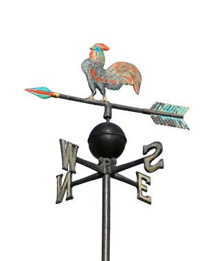  weathervane with rooster above an arrow and the four cardinal p clipart