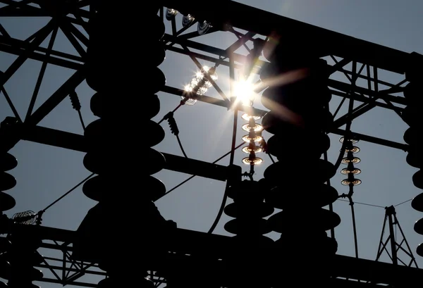 Devices with backlit effect in the power plant for the productio — Stock Photo, Image