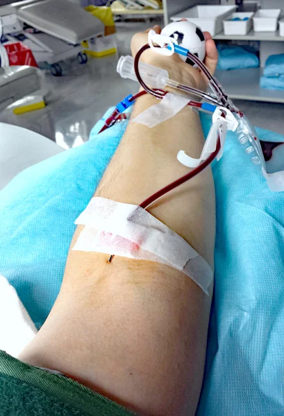 Blood donation in the hospital bed — Stock Photo, Image