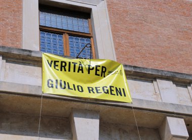 Vicenza, İtalya 21 Mayıs 2016. Banner ile itali adını yazılı