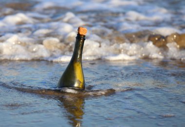 gizli bir mesaj ile sahilde şişe