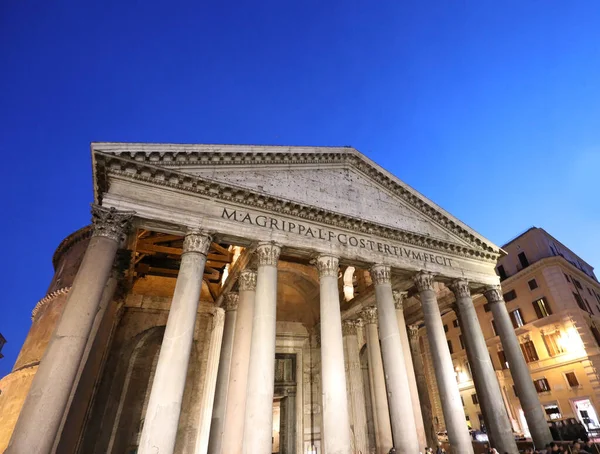 Uitzicht Nacht Van Het Oude Romeinse Gebouw Genaamd Pantheon Stad — Stockfoto