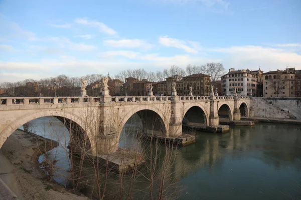 Αρχαία Ρωμαϊκή Γέφυρα Που Ονομάζεται Ponte Sant Angelo Στην Ιταλική — Φωτογραφία Αρχείου