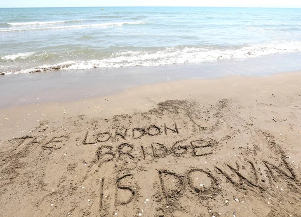London Bridge Which Name Operation Queen England Dies Written Beach — Stock Photo, Image