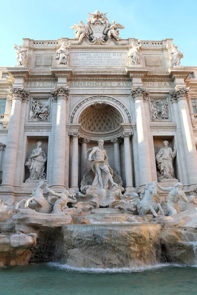 Famous Trevi Fountain God Neptune Center City Rome Central Italy — Stock Photo, Image