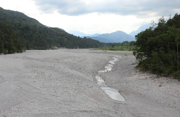 Dry Bed River Called Tagliamento Karst Phenomenon Causes Water Underground — Stock Photo, Image