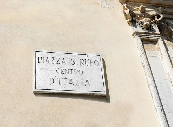 Piazza Rufo Nome Praça Onde Está Localizado Símbolo Umbigo Itália — Fotografia de Stock