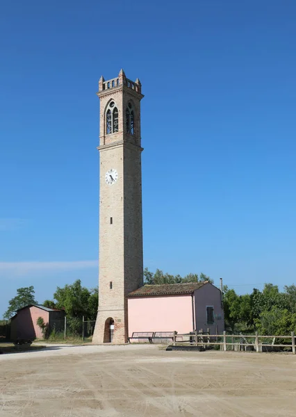 High Bell Tower Large Square Locality Called Lio Piccolo Province — Foto Stock