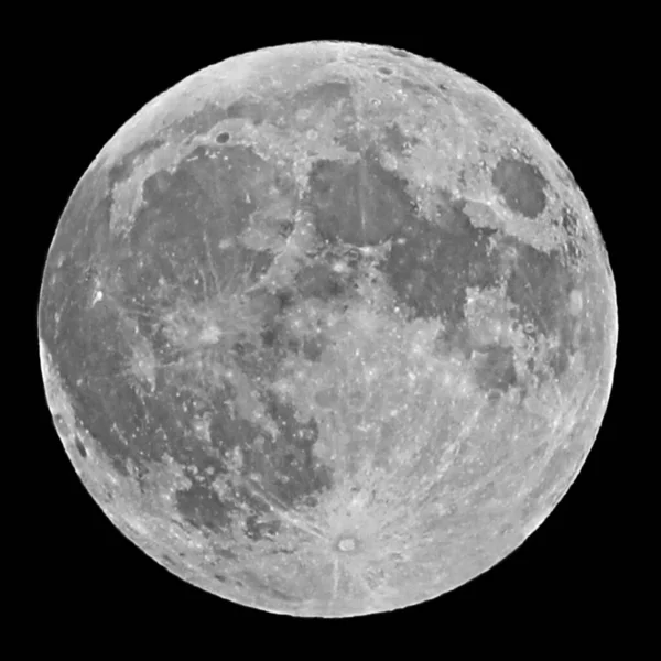 Big Moon Black Sky Stars Midnight Lunar Craters Very Well — 图库照片