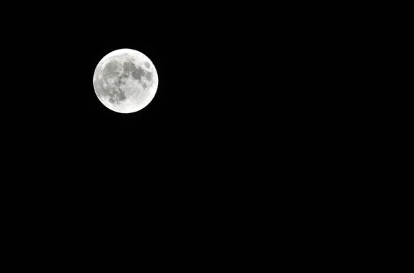 Luna Bianca Sul Cielo Nero Senza Stelle — Foto Stock