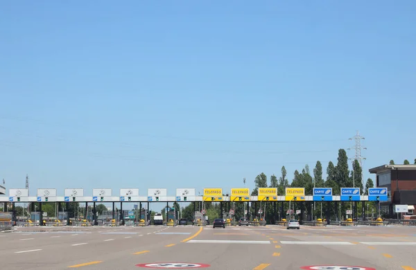 Mestre Italy July 2020 Toll Booth Italian Motorway Cars Preferential — Stock Photo, Image