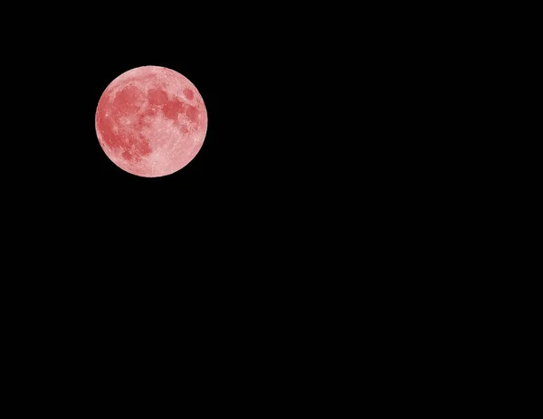 Increíble Gran Luna Llena Roja Cielo Negro Medianoche — Foto de Stock