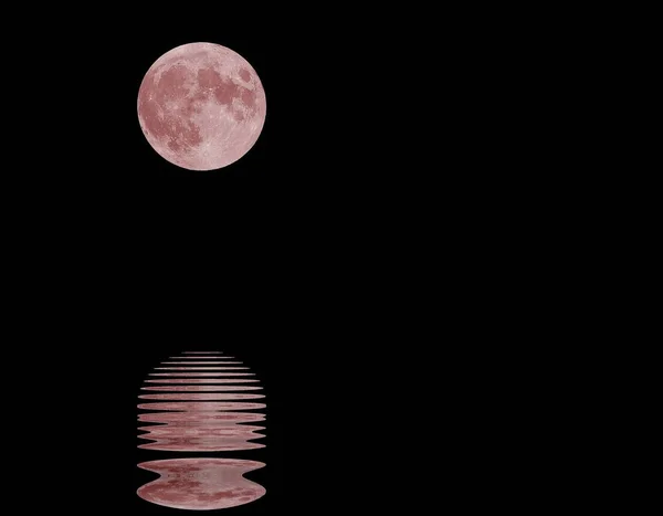 Gece Yarısı Inanılmaz Büyük Kırmızı Bir Ayın Arka Planda Yıldızsız — Stok fotoğraf