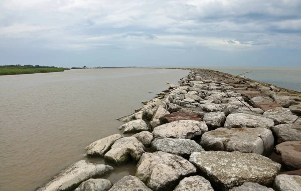 Desembocadura Ancha Del Río Adigio Que Desemboca Mar Adriático Norte —  Fotos de Stock