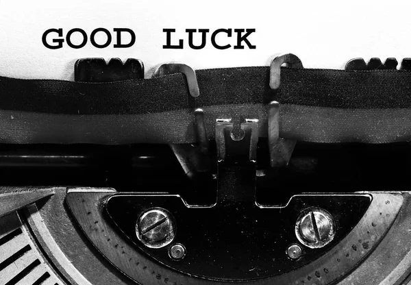 Good Luck Geschreven Met Oude Typemachine — Stockfoto