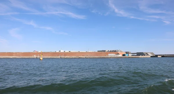 Bouwplaats Van Een Brede Dam Genaamd Het Mose Project Stad — Stockfoto