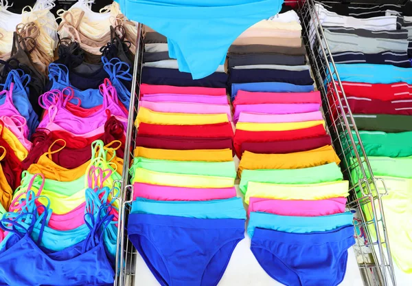 Velmi Barevné Kalhotky Tílka Prodej Trhu Stánku — Stock fotografie