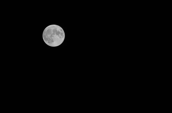 Gran Luna Blanca Cielo Negro Estrellas Whitout — Foto de Stock