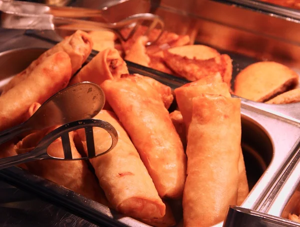 Spring rolls in Chinese buffet restaurant — Stock Photo, Image