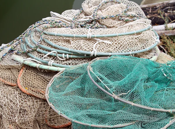 Bunch of fishing nets of fishermen — Stock Photo, Image