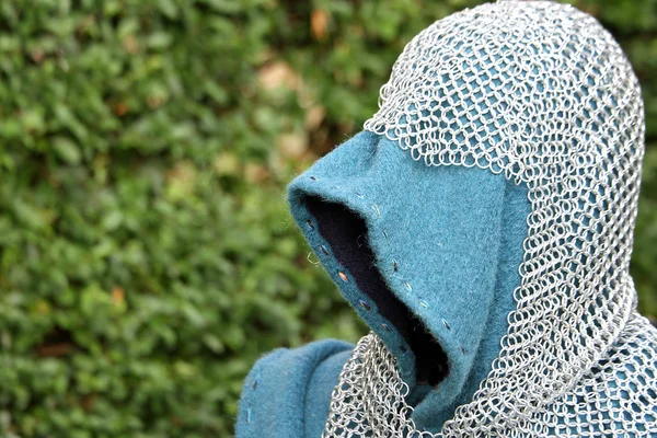 Armor of the medieval knight armor with protective hood — Stock Photo, Image