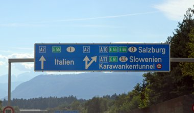 İtalyan sınırına yakın Avusturya Otoban işareti