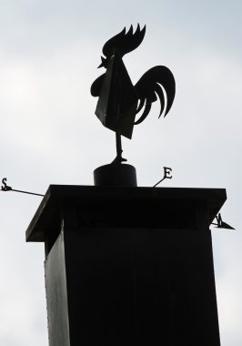 Rüzgar vane Kardinal noktaları ile horoz şeklinde