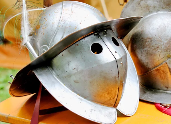 Medieval knights helmet during the period of the middle ages — Stock Photo, Image