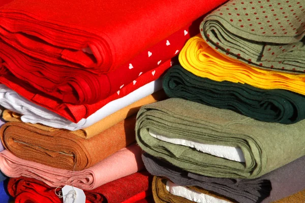 Precious Italian manufacture fabrics for sale in tailoring — Stock Photo, Image