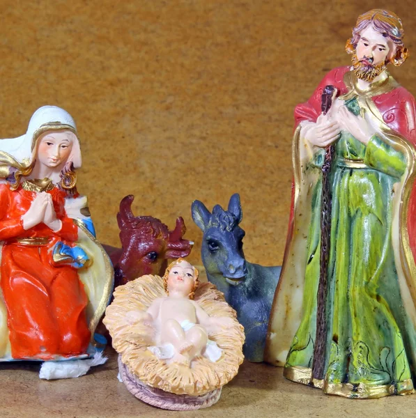 Baby Jesus in the Manger of the crib at Christmas — Stock Photo, Image