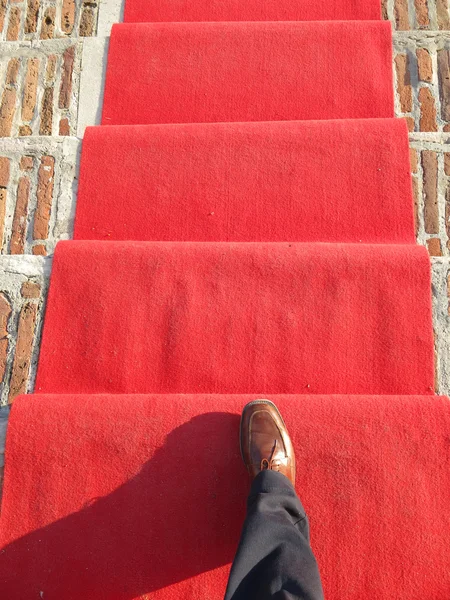 Pasarela de alfombra roja con hombre elegante que cae — Foto de Stock