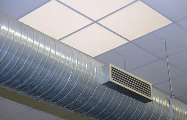 Steel tube of air conditioning and heating in an industrial sett — Stock Photo, Image