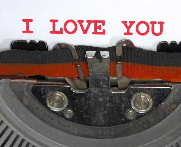 Tipos de máquinas de escrever Eu te amo Fechar — Fotografia de Stock