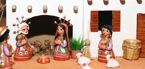 Kerststal met heilige familie in Mexicaanse stijl — Stockfoto