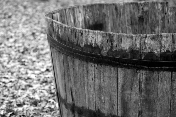 収穫の際にブドウを収穫するための木製の樽 — ストック写真