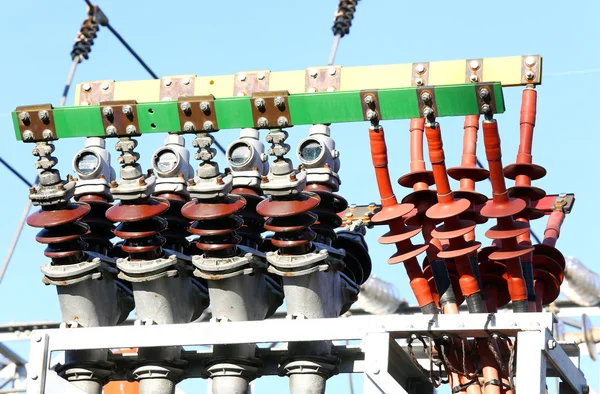 Copper terminals of a power plant to produce electricity — Stock Photo, Image