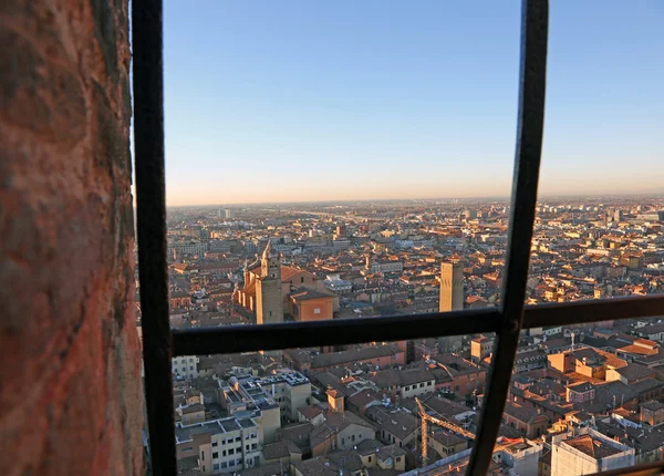 Fantastic panoramic views of the city of Bologna from the  windo — Stock Photo, Image