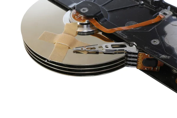 Hard disk rotti con un cerotto — Foto Stock