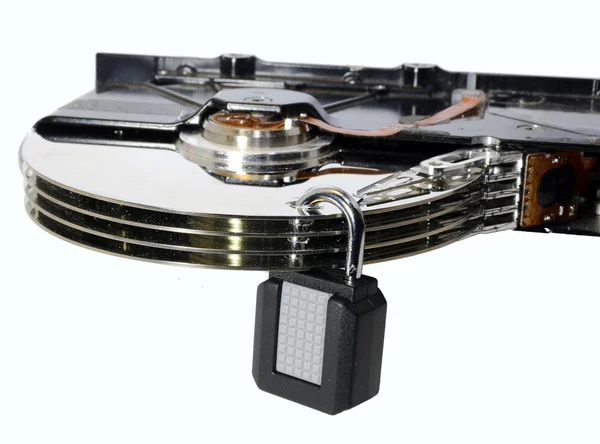Hard disk with a padlock — Stock Photo, Image
