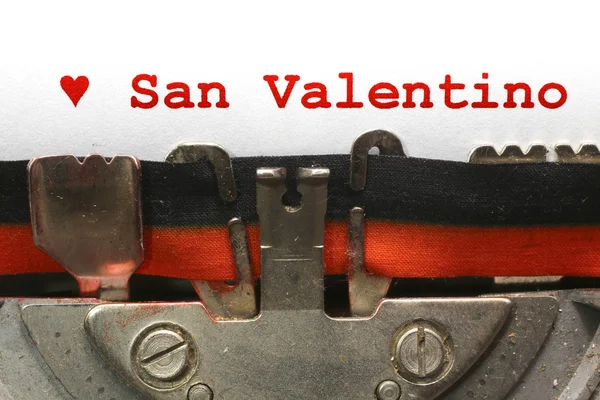 Kırmızı mürekkeple yazılmış daktilo Saint Valentine — Stok fotoğraf