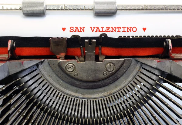 Ιταλική γραπτή γραφομηχανή Άγιο Βαλεντίνο και καρδιές — Φωτογραφία Αρχείου