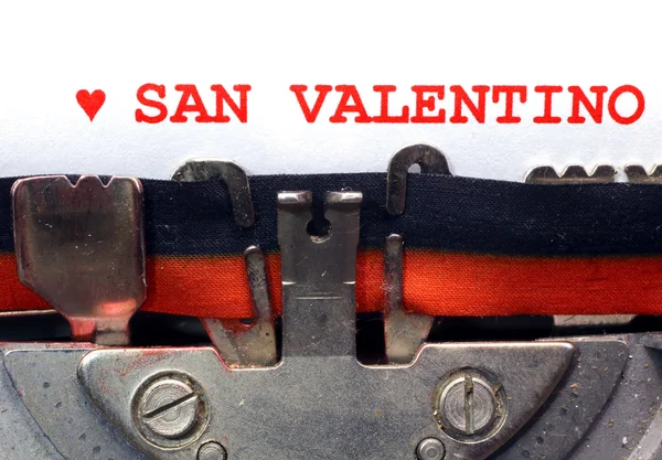 Italienische Schreibmaschine heiliger valentine mit herz — Stockfoto