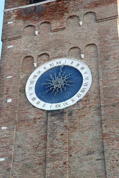 Bell tower with  large clock with Roman numerals — Stock Photo, Image