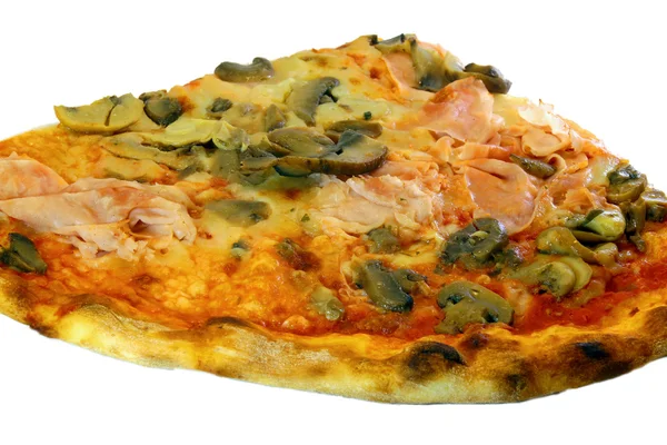 Pizza con funghi prosciutto alla mozzarella — Foto Stock