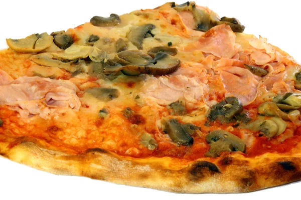 Pizza s houbami a šunkou — Stock fotografie